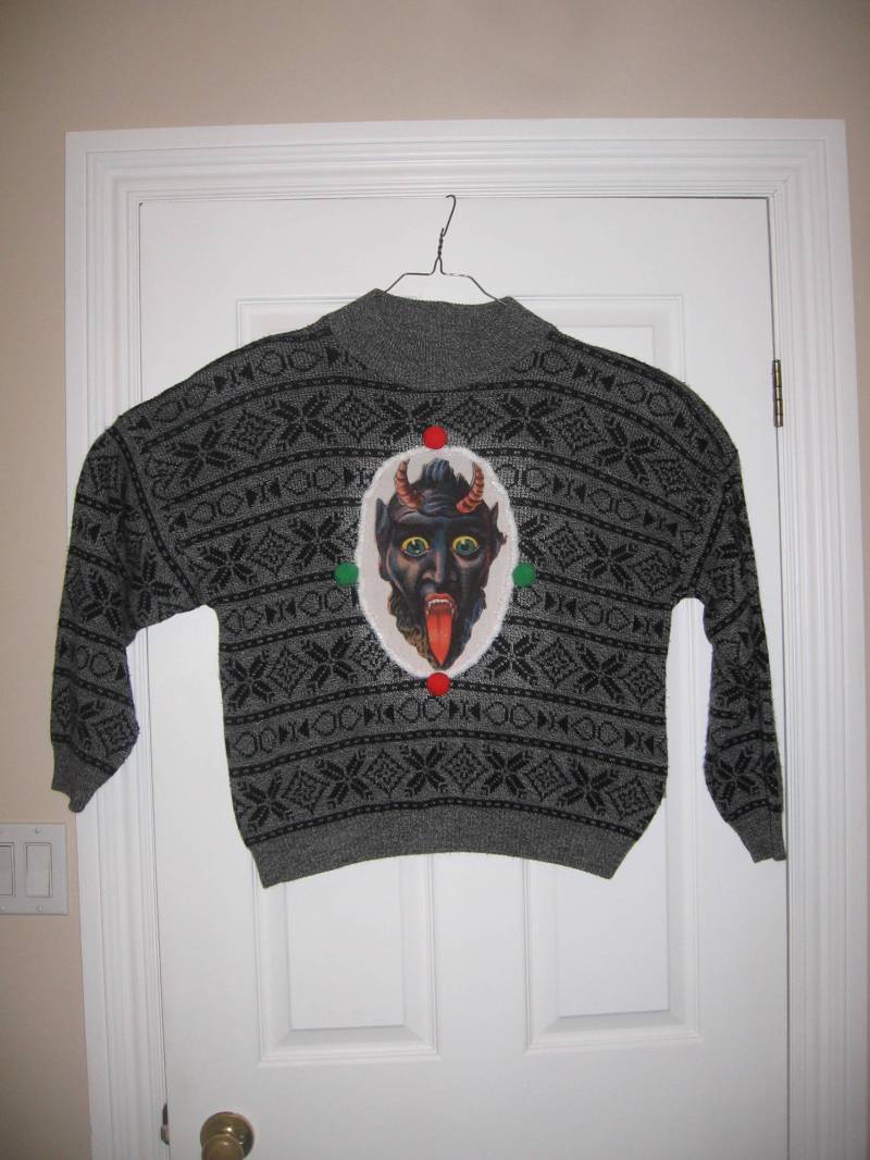Krampus Ugly Weihnachtspullover Vintage 1980Er Damen Xl Herren Groß Schwarz Grau Schneeflocken Muster Krampus Ugly Weihnachtspullover Vintage 1980Er Damen Xl Herren Groß Schwarz Grau Schneeflocken Muster von Spacecat1