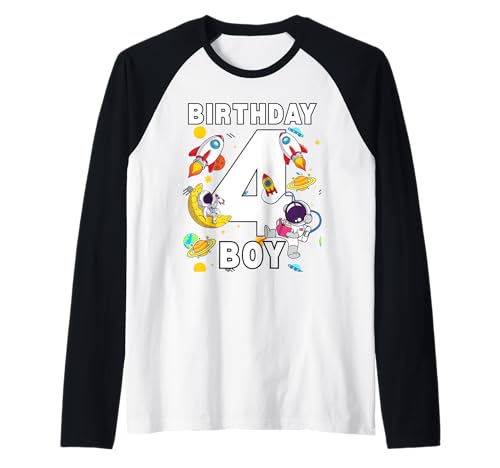 4 Yrs Old Birthday Boy Astronaut Space Ballon 4. Geburtstag Raglan 4 Yrs Old Birthday Boy Astronaut Space Ballon 4. Geburtstag Raglan von Spaceman Birthday Ideas Birthday Boy Astronaut