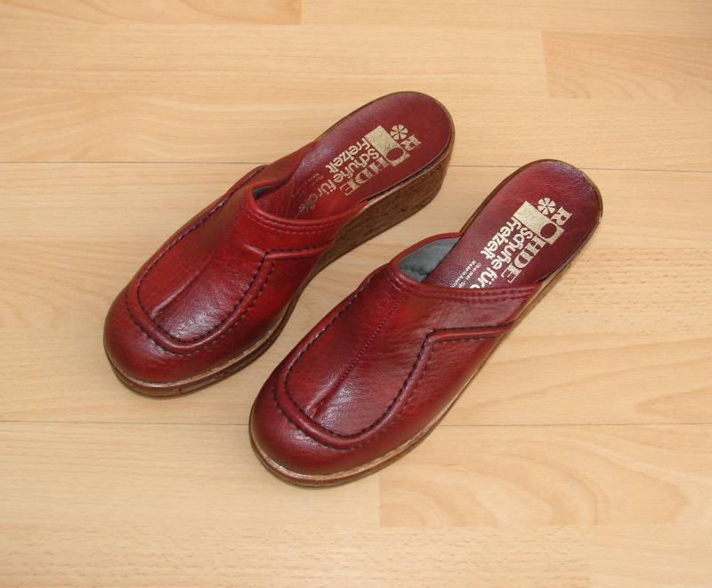 Vintage 70Er J. Rohde - Weinrot Damen Hausschuhe Clogs Pantoffel Gr. 41 Nos von Spaceman1964