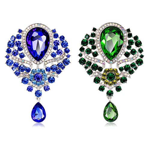 CAREOR 2 Stück Elegante Brosche Anstecknadel Anstecknadel Kunstkristall Strass Kragen Sicherheitsgravur Metall Anstecknadel Schmuck für Frauen Mädchen Kleidung Accessoires von Spacmirrors