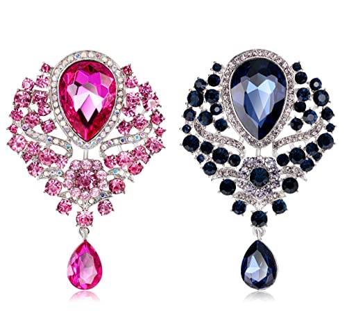 CAREOR 2 Stück Elegante Brosche Anstecknadel Anstecknadel Kunstkristall Strass Kragen Sicherheitsgravur Metall Anstecknadel Schmuck für Frauen Mädchen Kleidung Accessoires von Spacmirrors