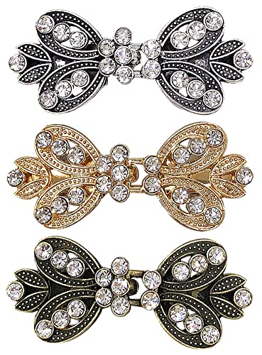 Spacmirrors CAREOR 3 Paar Vintage Pullover Wirbel Clip Umhang Verschluss Verschlüsse Nähen Haken Augen Cardigan Schal Kragen Kleid Shirt Brosche für Mädchen Frauen (Stil 4) von Spacmirrors