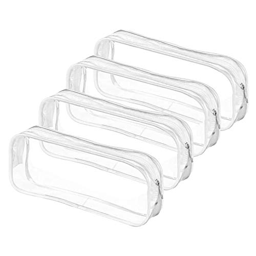 Spactz 4 STK. Klarer FedermäPpchen GroßE KapazitäT Transparenter Stift Bleistiftbeutel PVC Pen Pencil Zipper Pouches von Spactz