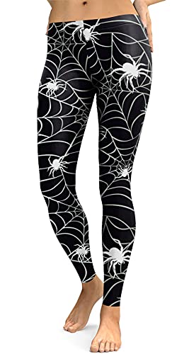 Spadehill Damen Halloween Lustige Grafik Leggings, Spinnennetz, X-Groß von Spadehill