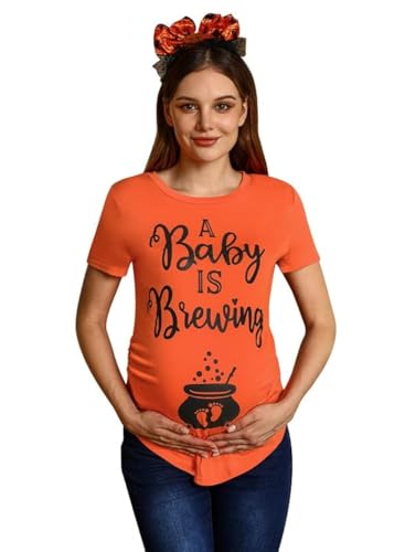 Spadehill Damen St. Patrick's Day Kurzarm Umstandsshirts, Baby is Brewing, Groß von Spadehill