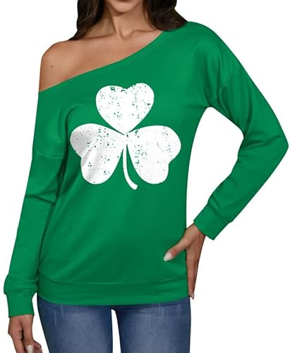 Spadehill St Patricks Day Damen Schulterfrei Shirts, Kleeblatt, XL von Spadehill