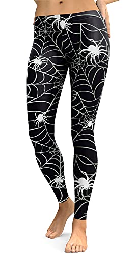 Spadehill Thanksgiving Frauen Grafik Leggings Lustige Dehnbare Hosen, Spinnennetz, S von Spadehill