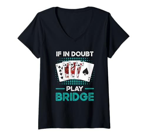 Damen Spades Spieler Spielen Kartenspiel Novelty Spielabend T-Shirt mit V-Ausschnitt von Spades Accessories - If In Doubt Play Spades