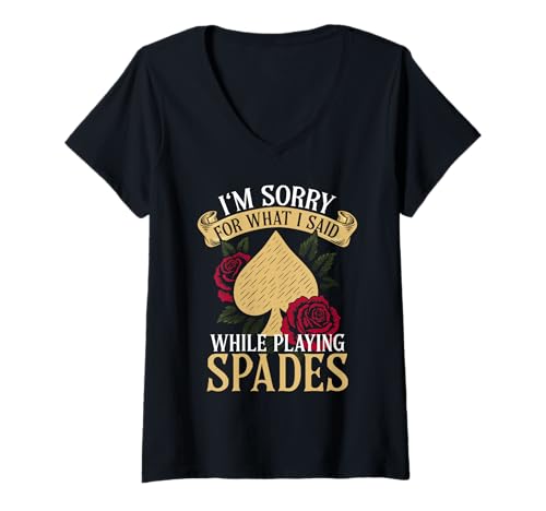 Damen Pik Spiel Design Lustige Karten für Pik Spieler Grafik T-Shirt mit V-Ausschnitt Damen Pik Spiel Design Lustige Karten für Pik Spieler Grafik T-Shirt mit V-Ausschnitt von Spades Game Lover Designs