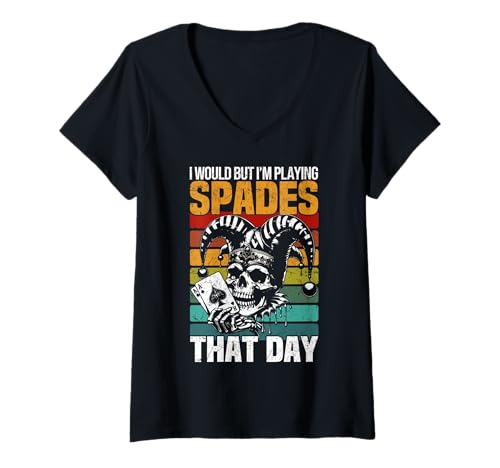 Damen Spades Graphic Funny Spades Spieler-Kartenspiel T-Shirt mit V-Ausschnitt Damen Spades Graphic Funny Spades Spieler-Kartenspiel T-Shirt mit V-Ausschnitt von Spades Lover Card Game Designs
