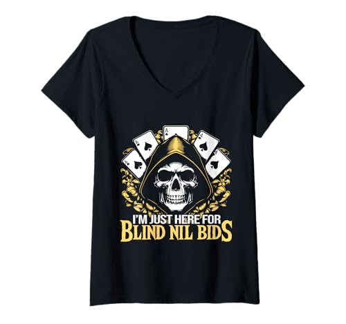 Damen Spades Lustiges Blind-Nil-Bids-Design für Pik-Spielkarten T-Shirt mit V-Ausschnitt Damen Spades Lustiges Blind-Nil-Bids-Design für Pik-Spielkarten T-Shirt mit V-Ausschnitt von Spades Lover Card Game Designs