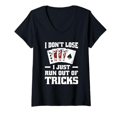 Damen Lustiges Spades Apparel Partner Cooles Trick Taking Spiel T-Shirt mit V-Ausschnitt von Spades Trick Taking Kartenspiel Überraschung