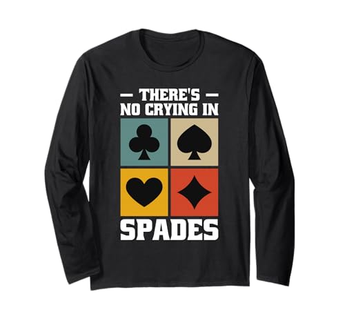 Retro Spades Bash Design Männer Frauen - Karten Spieleabend Langarmshirt von Spades Trick Taking Kartenspiel Überraschung