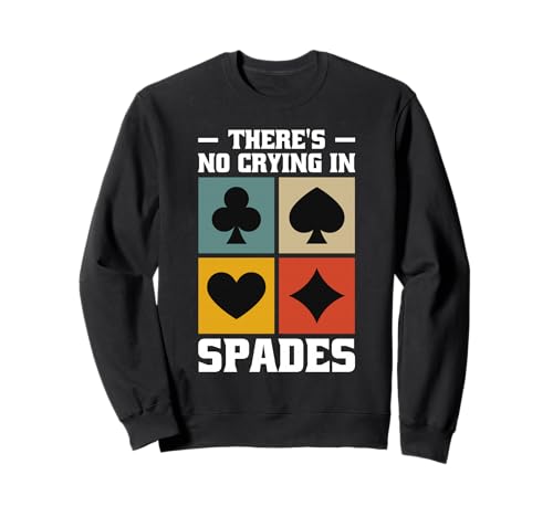 Retro Spades Bash Design Männer Frauen - Karten Spieleabend Sweatshirt von Spades Trick Taking Kartenspiel Überraschung