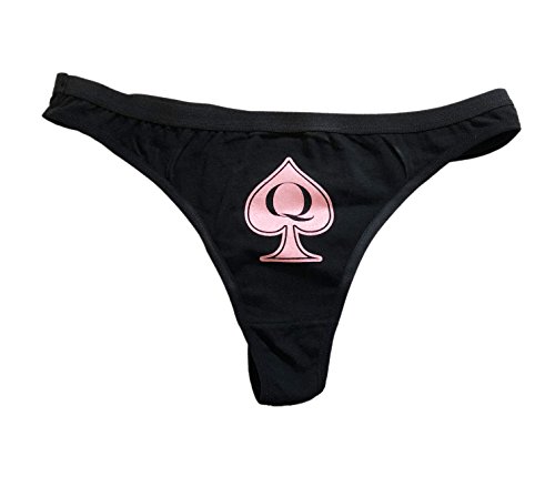 Queen of Spades QoS Tanga Panty Spaten mit Buchstabe Q, schwarz / rosa, X-Large von SpadesCastle