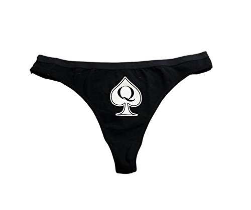 Queen of Spades QoS Thong Panty Spaten mit Buchstabe Q - Schwarz - Medium von SpadesCastle