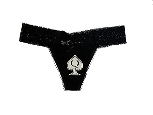 Queen of Spades Tanga aus Baumwolle und Spitze QoS, schwarz-weiß, X-Large von SpadesCastle