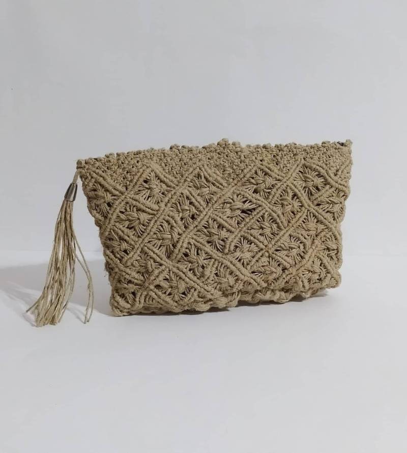 Elegante, Hanf Und Leinen Makramee Geldbörse, Einzigartiges, Umweltfreundliches Mode-Accessoire, Handgenähte Geldbörse. Besonderes Geschenk Für von SpaggoRammeno