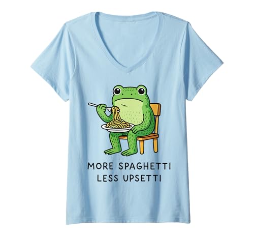 Damen More Spaghetti Less Upsetti Italienische Küche T-Shirt mit V-Ausschnitt von Spaghetti Italienisches Essen Pasta