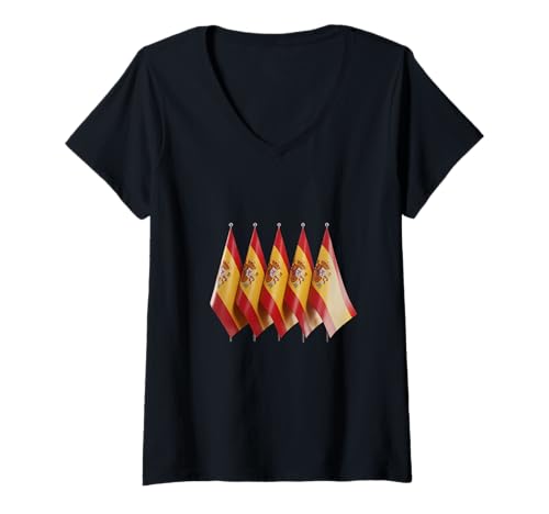 Damen 3D Spanien Flaggen Liebe Spanien I Love Spain Meme Spanische Flagge T-Shirt mit V-Ausschnitt von Spain 3d Flags Love Spain I Love Spanish Shirt