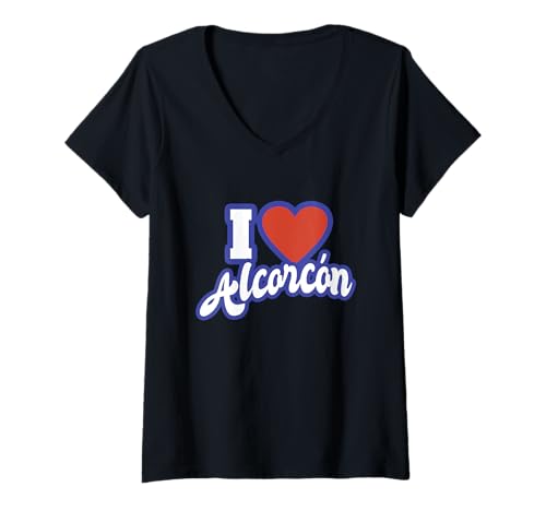 Damen Ich liebe Alcorcón T-Shirt mit V-Ausschnitt von Spain Cities