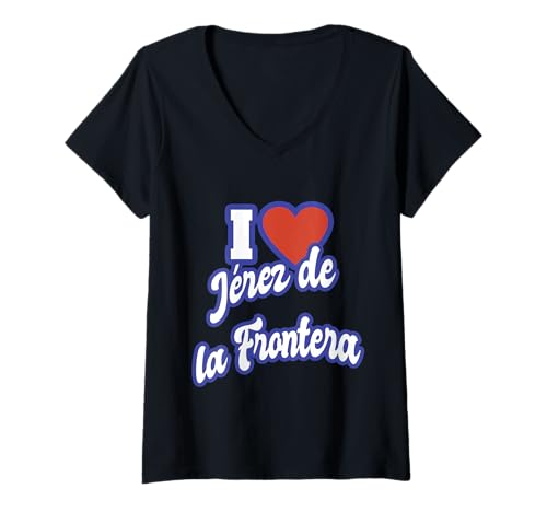 Damen Ich liebe Jérez de la Frontera T-Shirt mit V-Ausschnitt Damen Ich liebe Jérez de la Frontera T-Shirt mit V-Ausschnitt von Spain Cities