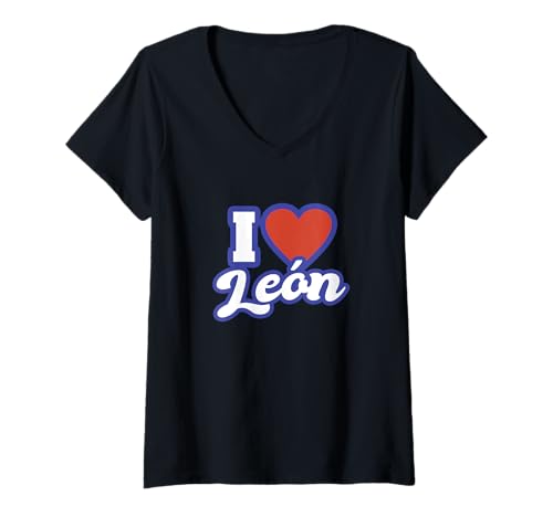 Damen Ich liebe León T-Shirt mit V-Ausschnitt von Spain Cities