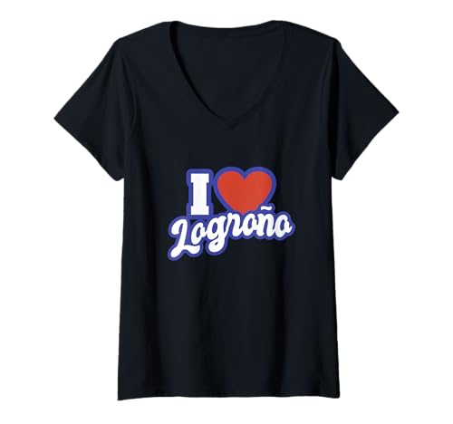 Damen Ich liebe Logroño T-Shirt mit V-Ausschnitt von Spain Cities