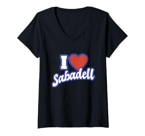 Damen Ich liebe Sabadell T-Shirt mit V-Ausschnitt von Spain Cities