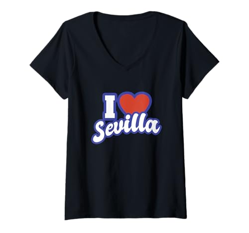 Damen Ich liebe Sevilla T-Shirt mit V-Ausschnitt von Spain Cities