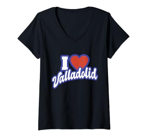 Damen Ich liebe Valladolid T-Shirt mit V-Ausschnitt von Spain Cities