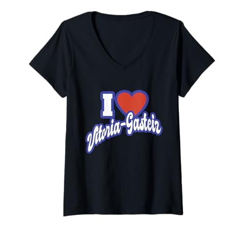 Damen Ich liebe Vitoria Gasteiz T-Shirt mit V-Ausschnitt von Spain Cities