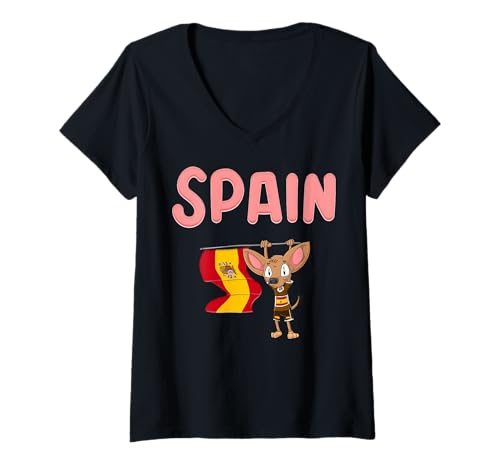 Damen Spanien Fan/Spanien Hündchen T-Shirt mit V-Ausschnitt Damen Spanien Fan/Spanien Hündchen T-Shirt mit V-Ausschnitt von Spain Fans