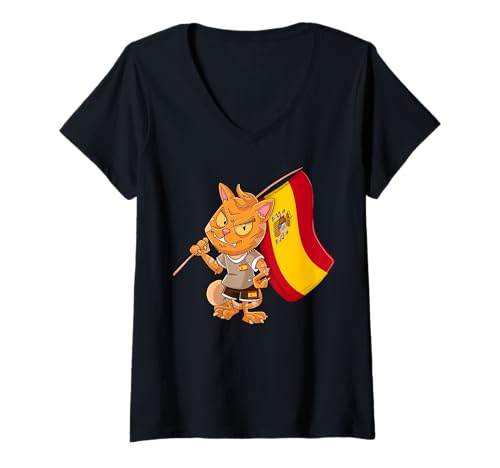Damen Spanien Fan/Spanien Kätzchen T-Shirt mit V-Ausschnitt Damen Spanien Fan/Spanien Kätzchen T-Shirt mit V-Ausschnitt von Spain Fans