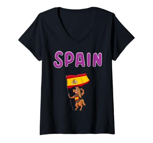 Damen Spanien Fan/Spanien Pferd T-Shirt mit V-Ausschnitt Damen Spanien Fan/Spanien Pferd T-Shirt mit V-Ausschnitt von Spain Fans