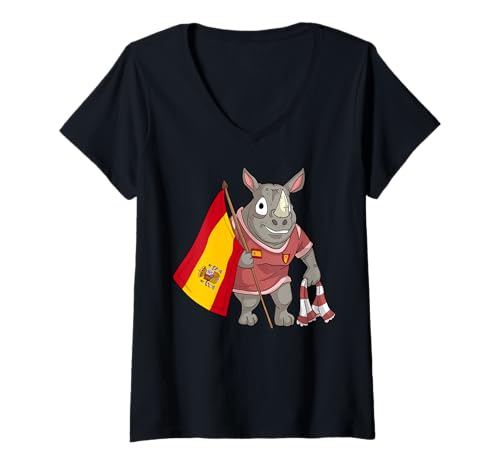 Damen Spanien Nashorn/Spanier Fans T-Shirt mit V-Ausschnitt Damen Spanien Nashorn/Spanier Fans T-Shirt mit V-Ausschnitt von Spain Fans