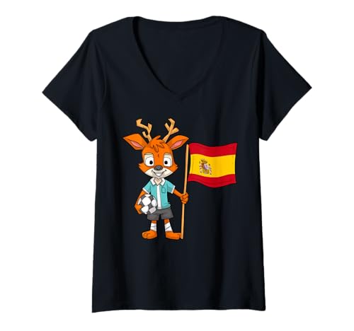 Damen Spanische Hirsch/Spanien Fan T-Shirt mit V-Ausschnitt Damen Spanische Hirsch/Spanien Fan T-Shirt mit V-Ausschnitt von Spain Fans