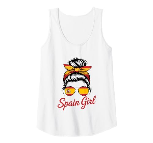 Damen Spanien Girl Messy Bun Spanische Flagge Tank Top von Spain Flag Spanish Roots