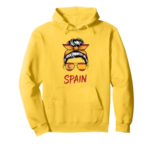 Spanien Flagge Messy Bun Girl Spanish Roots Pullover Hoodie von Spain Flag Spanish Roots