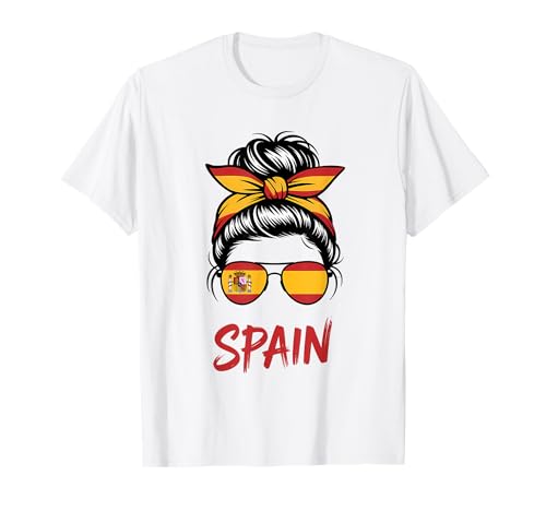 Spanien Flagge Messy Bun Girl Spanish Roots T-Shirt von Spain Flag Spanish Roots
