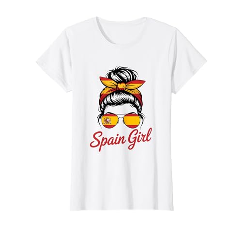 Spanien Girl Messy Bun Spanische Flagge T-Shirt Spanien Girl Messy Bun Spanische Flagge T-Shirt von Spain Flag Spanish Roots