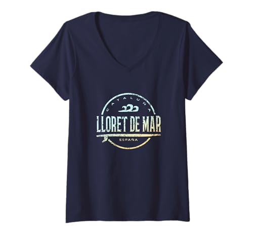 Damen Lloret de Mar España Retro Lloret de Mar Spanien Vintage Surf T-Shirt mit V-Ausschnitt Damen Lloret de Mar España Retro Lloret de Mar Spanien Vintage Surf T-Shirt mit V-Ausschnitt von Spain Shoreline Apparel