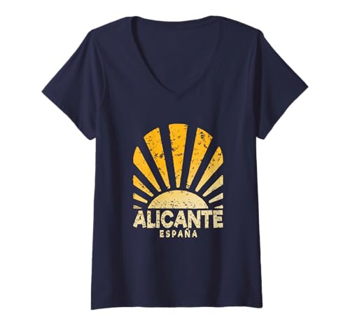 Damen Alicante España - Alicante Spanien Sunshine T-Shirt mit V-Ausschnitt Damen Alicante España - Alicante Spanien Sunshine T-Shirt mit V-Ausschnitt von Spain Sunshine Apparel