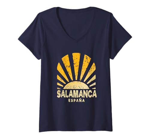 Damen Salamanca España - Salamanca Spanien Sunshine T-Shirt mit V-Ausschnitt Damen Salamanca España - Salamanca Spanien Sunshine T-Shirt mit V-Ausschnitt von Spain Sunshine Apparel