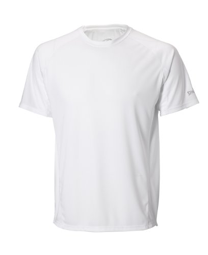 Sport T-Shirts Mens Essential Funktionsshirt - Schnelltrocknend Atmungsaktiv - Basketball- und Laufshirt für Herren/Männe, Farbe weiß von Spalding