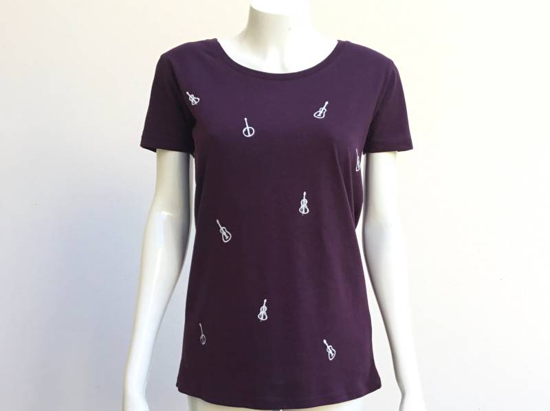 Damenshirt "streichinstrumente" Aubergine, Musik, Musikalisch, Instrumente von Spangeltangel