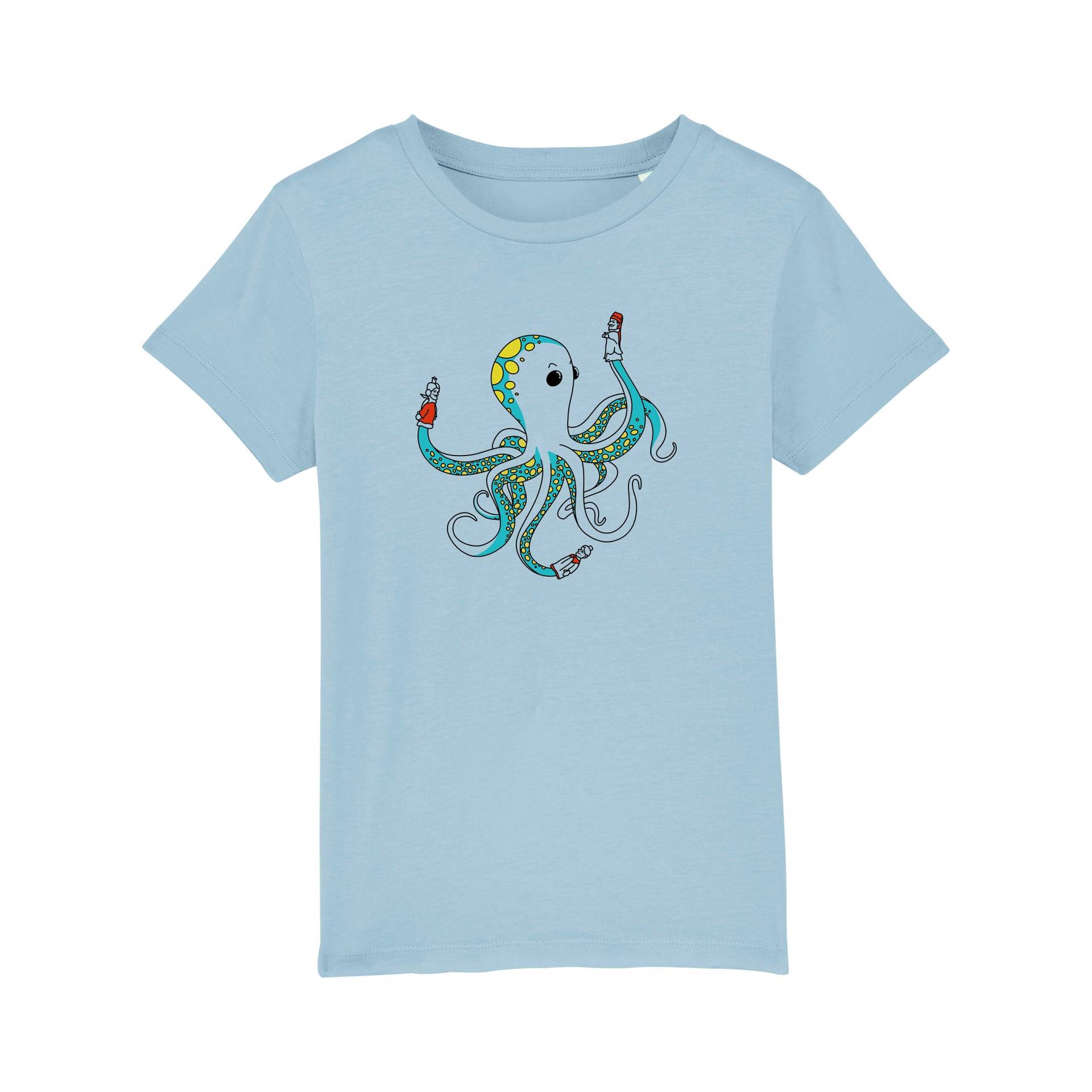 Kinder-T-Shirt "Oktopus" Hellblau, Bedrucktes T-Shirt, Shirt, Biobaumwolle, Tiere Kinder-T-Shirt "Oktopus" Hellblau, Bedrucktes T-Shirt, Shirt, Biobaumwolle, Tiere von Spangeltangel