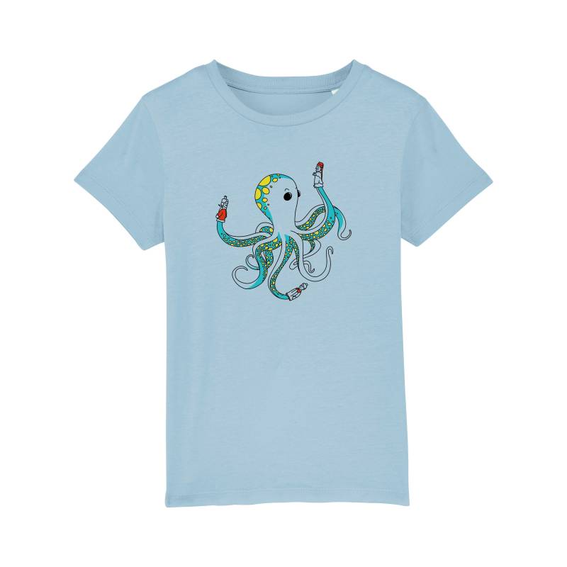 Kinder-T-Shirt "Oktopus" Hellblau, Bedrucktes T-Shirt, Shirt, Biobaumwolle, Tiere Kinder-T-Shirt "Oktopus" Hellblau, Bedrucktes T-Shirt, Shirt, Biobaumwolle, Tiere von Spangeltangel