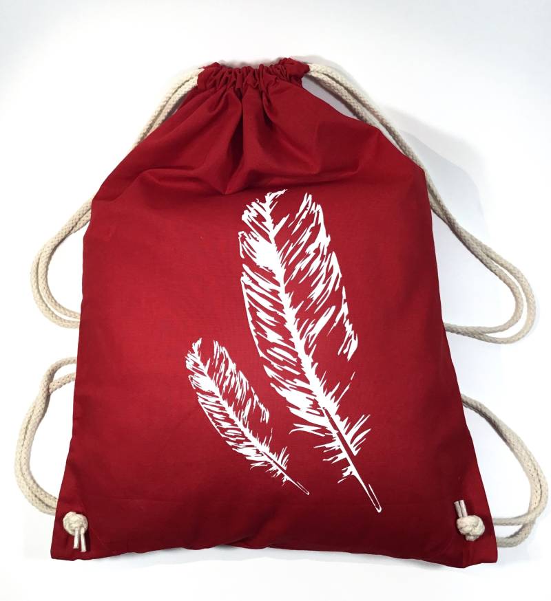 Sale Turnbeutel "Federn", Rot von Spangeltangel