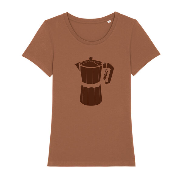 Spangeltangel Damen-Shirt "Kaffee Addict" bedruckt, Siebdruck, Bio-Baumwolle, Frauen von Spangeltangel